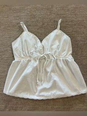 Madden Girl Juniors Babydoll Top XS Cotton V-Neck Drawstring Empire Waist